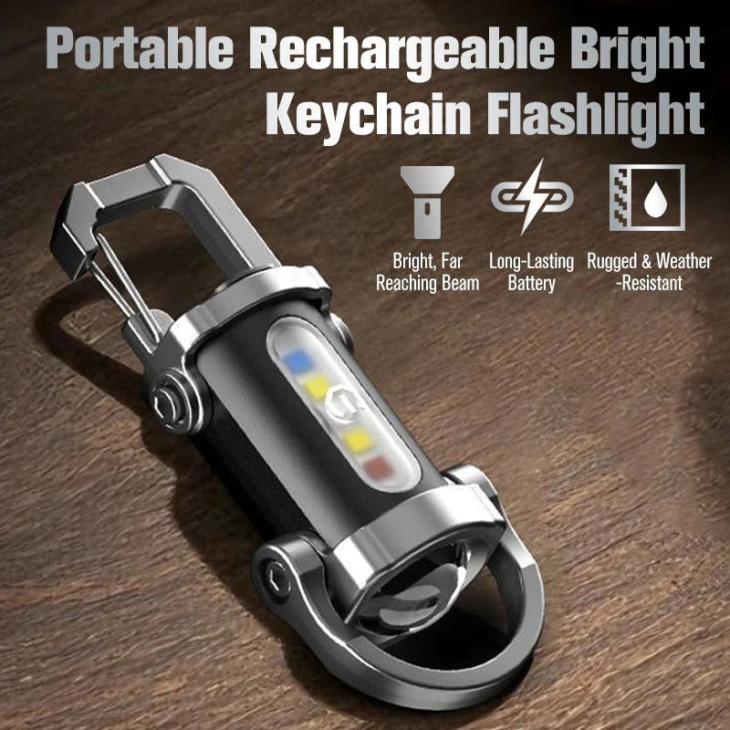 Portable, rechargeable, bright keychain flashlight